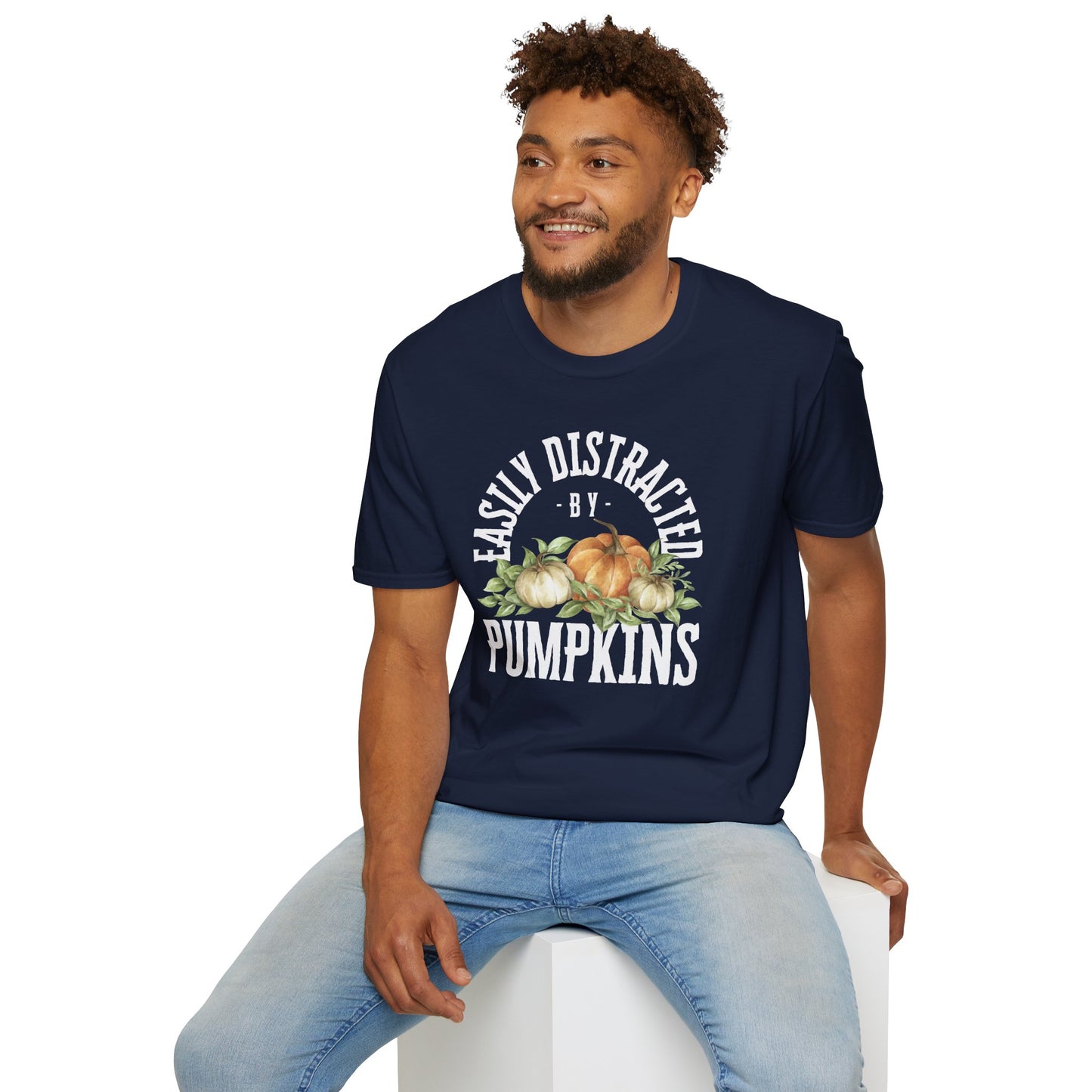 Easily Distracted by Pumpkins Unisex Softstyle Tee