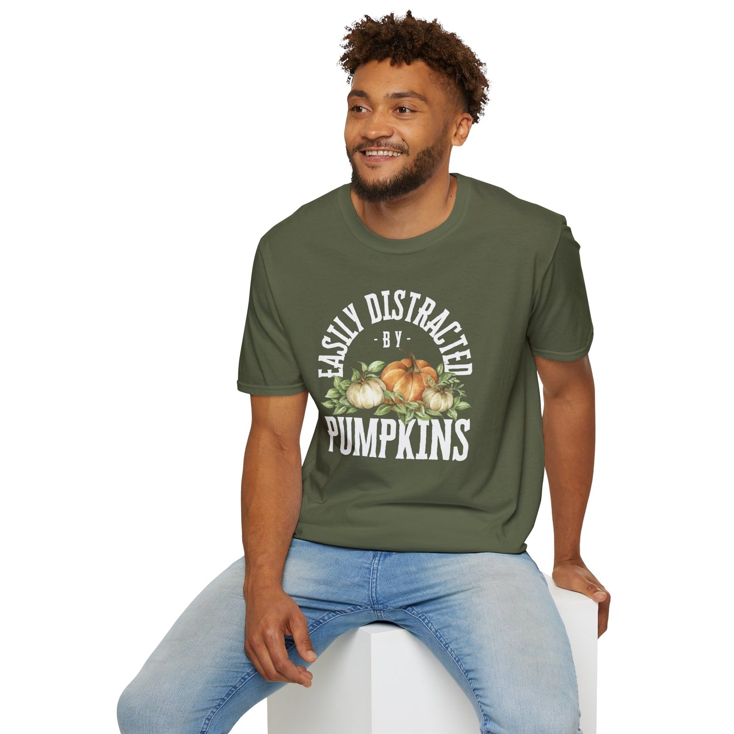 Easily Distracted by Pumpkins Unisex Softstyle Tee