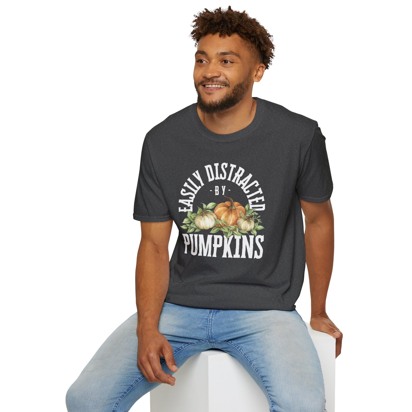 Easily Distracted by Pumpkins Unisex Softstyle Tee