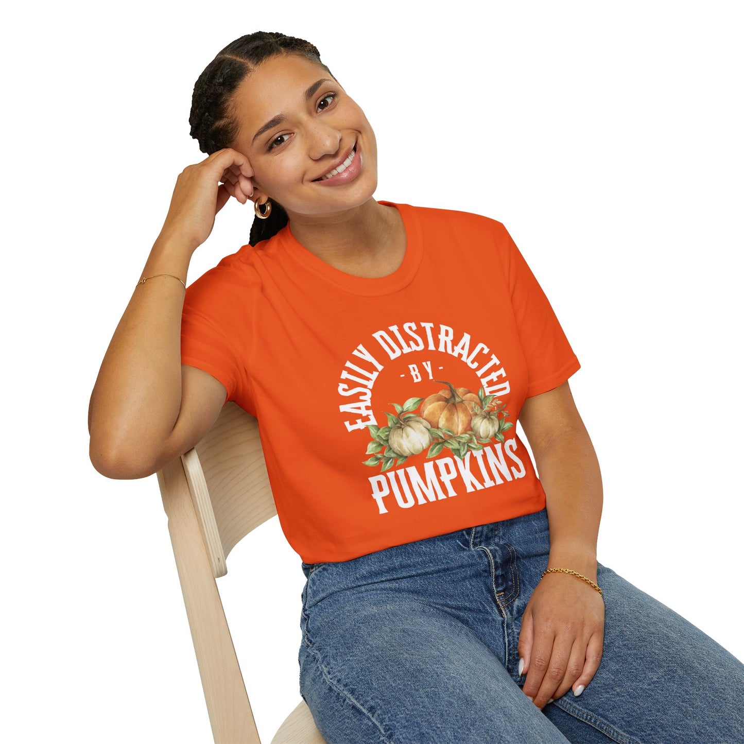 Easily Distracted by Pumpkins Unisex Softstyle Tee