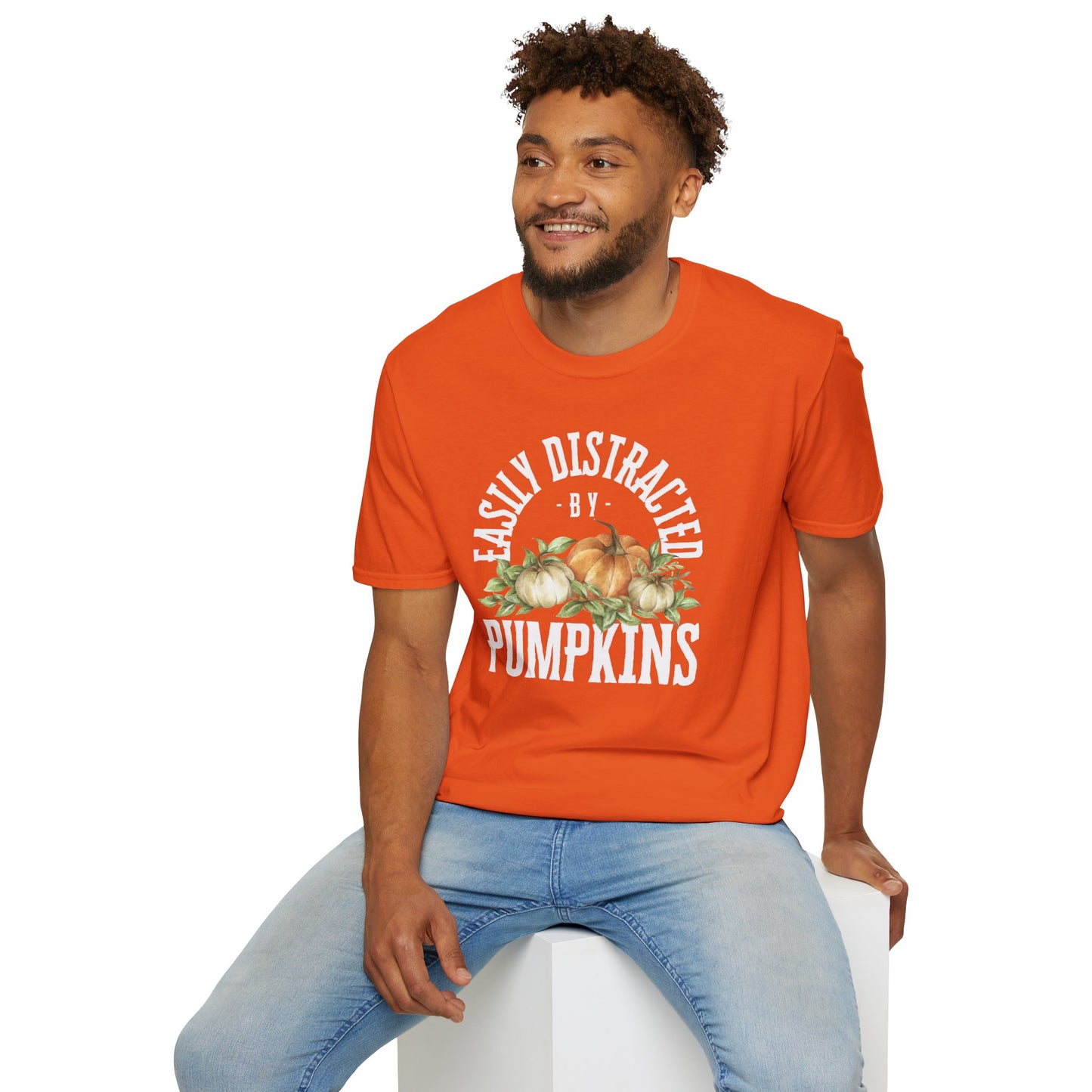 Easily Distracted by Pumpkins Unisex Softstyle Tee