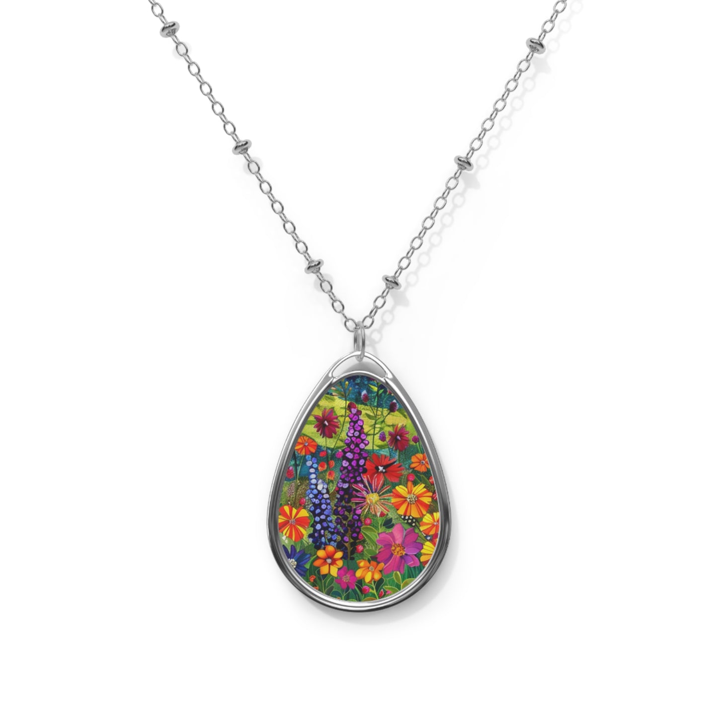 Wildflower Meadow Oval Necklace
