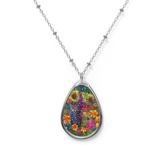 Wildflower Meadow Oval Necklace