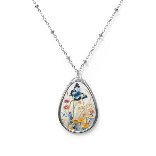 Butterfly Field Oval Necklace