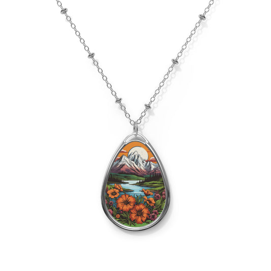 Mountain Flowers Oval Necklace