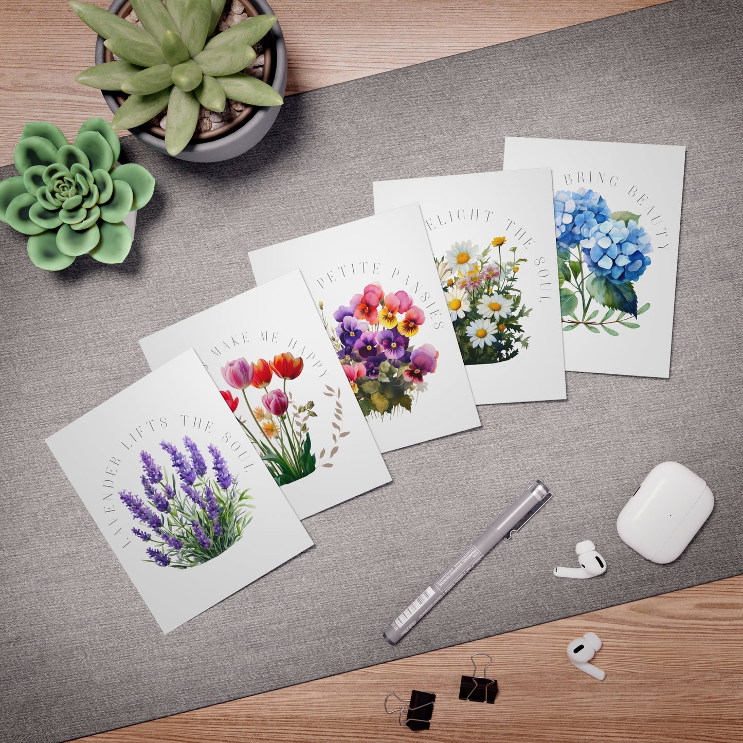 Flowers Make Me Happy Cards (5-Pack)