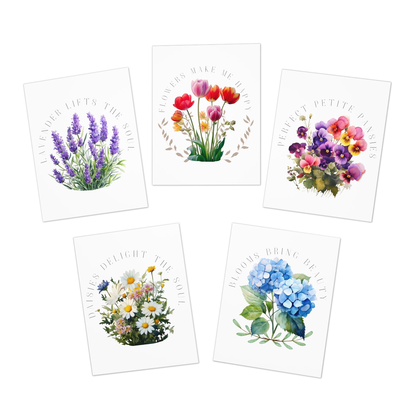 Flowers Make Me Happy Cards (5-Pack)